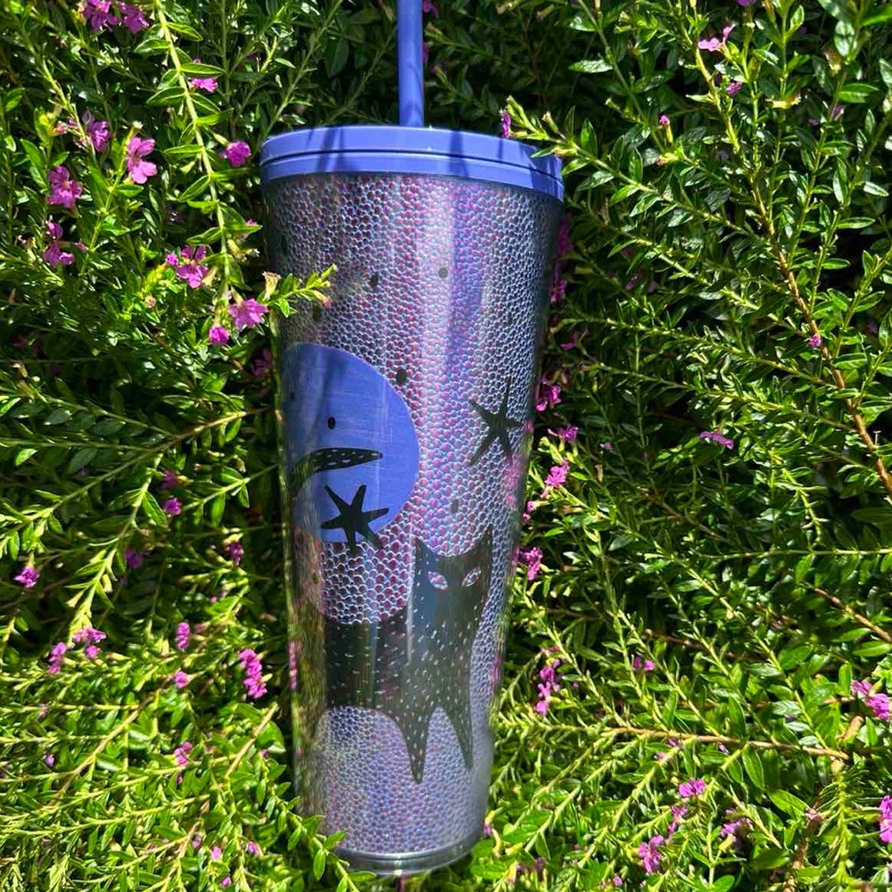 New Starbucks Halloween Purple Black Cat Tumbler